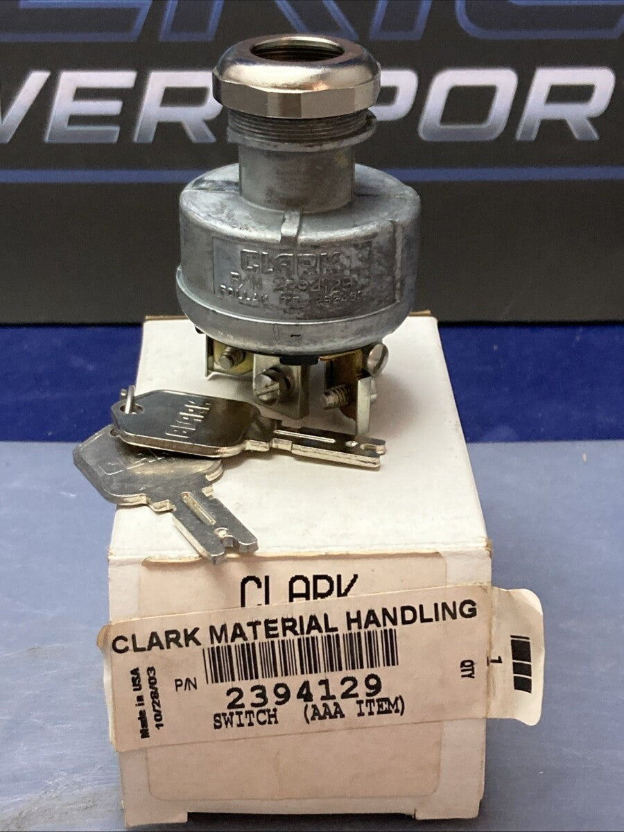 NEW GENUINE CLARK 2394129 FORKLIFT IGNITION SWITCH ASSEMBLY WITH TWO KEYS