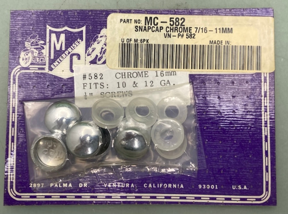 New Genuine MC Enterprises 582 Chrome Snap cap Set 11MM Fits 10 & 12 Ga Screws