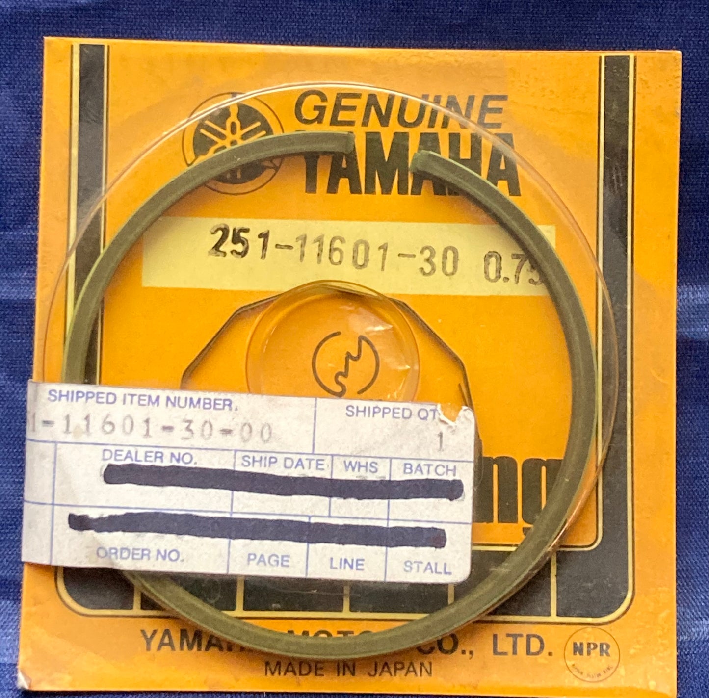New Genuine Yamaha 251-11601-30 Piston Ring Set .75 3RD