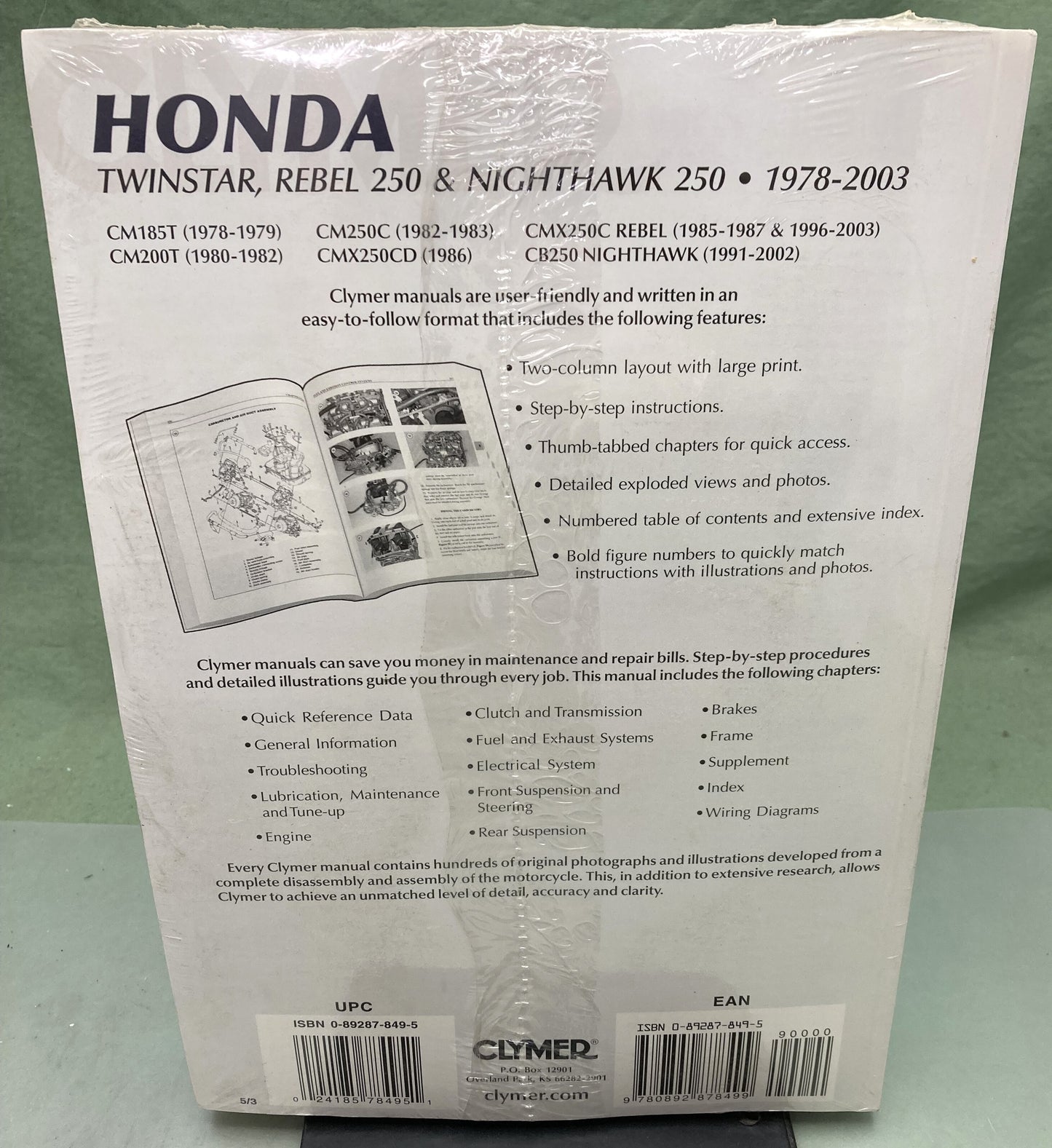 New Clymer M324-5 Honda Twinstar, Rebel 250, and Nighthawk 250 Manual '78-'03