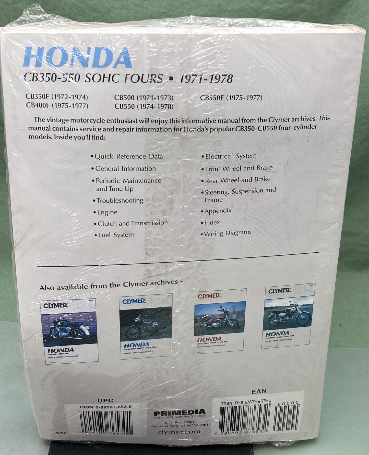 New Clymer M332 Honda CB350-550 SOHC Fours Manual '71-'78