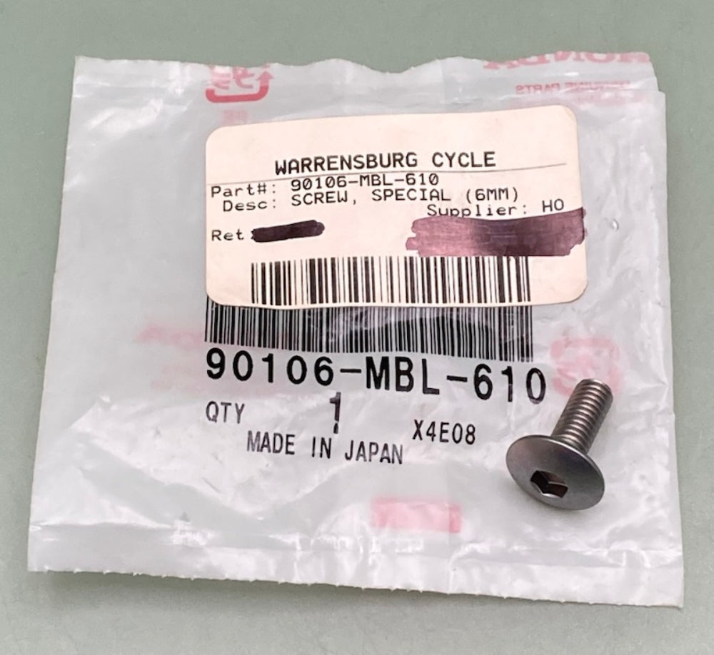 Honda 90106-MBL-610 Screw, Special, (6Mm) New Genuine