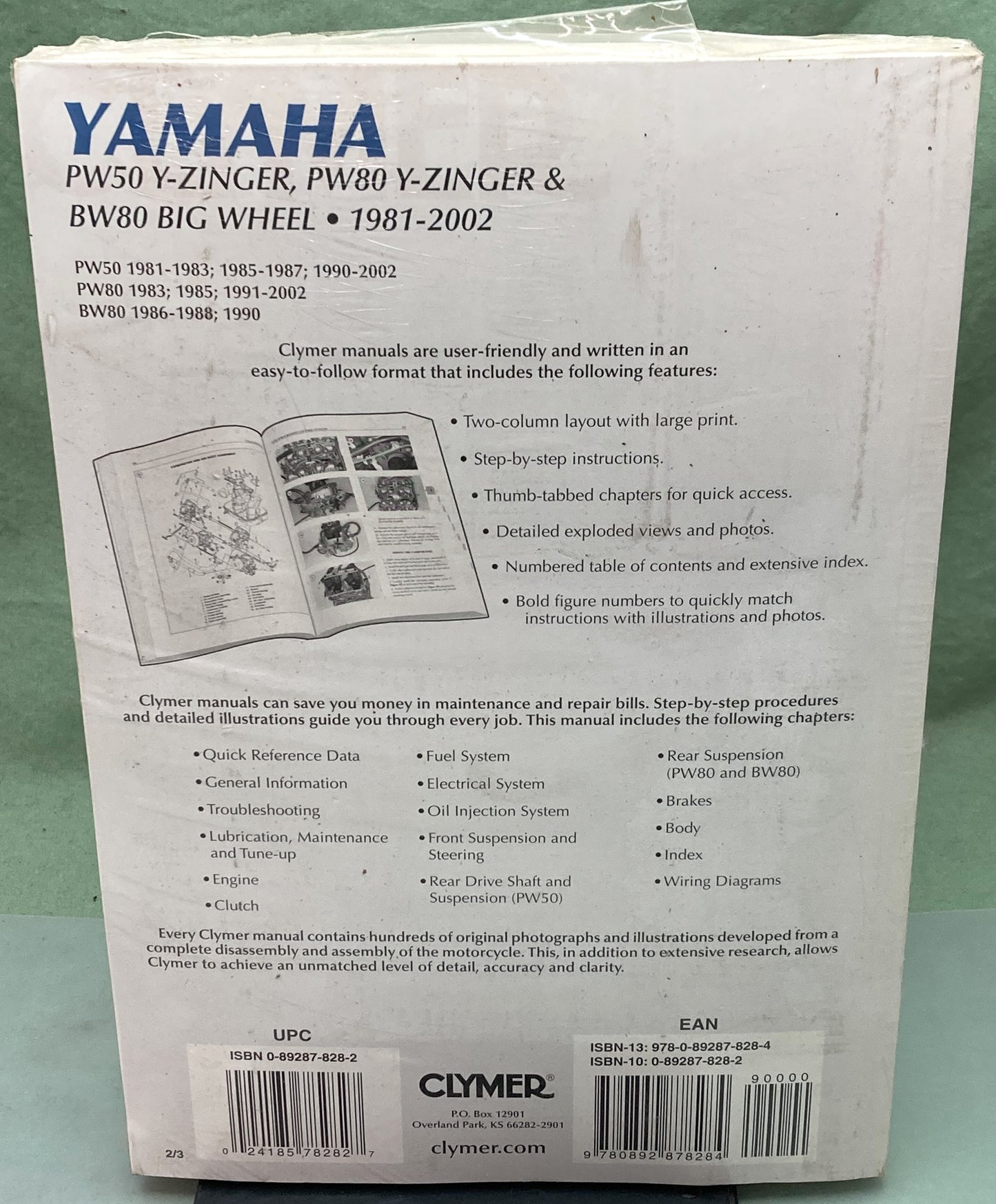 New Genuine Clymer M492-2 Yamaha PW50/PW80 Y-Zinger, BW80 Service Manual '81-02