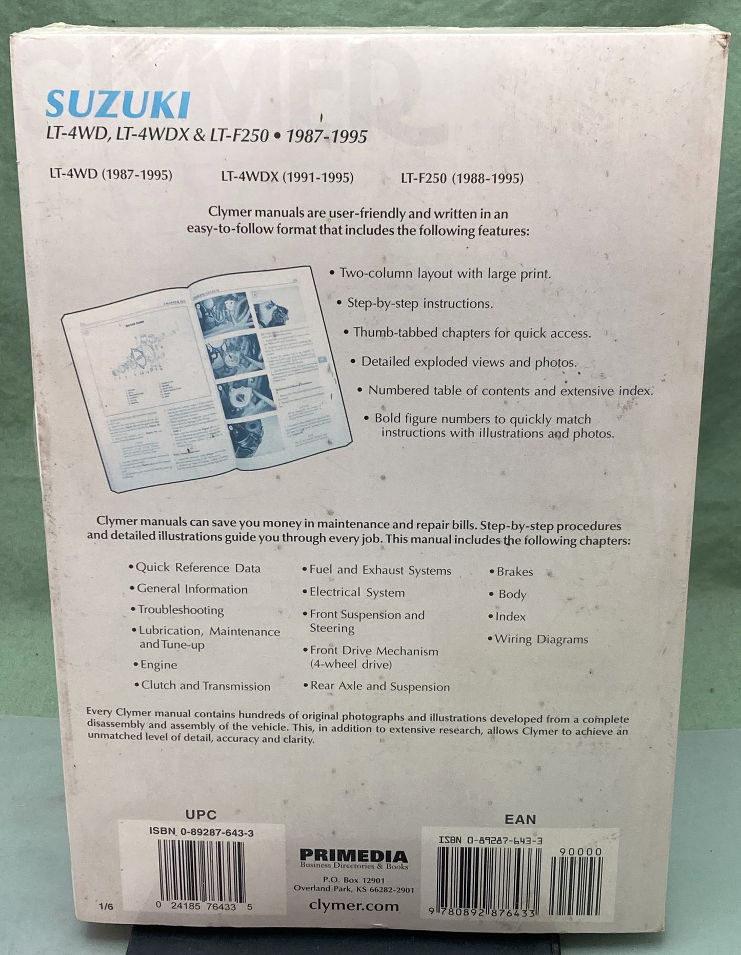 New Gen. Clymer M483 Suzuki LT-4WD, LT-4WDX, and LT-F250 Service Manual '87-'95