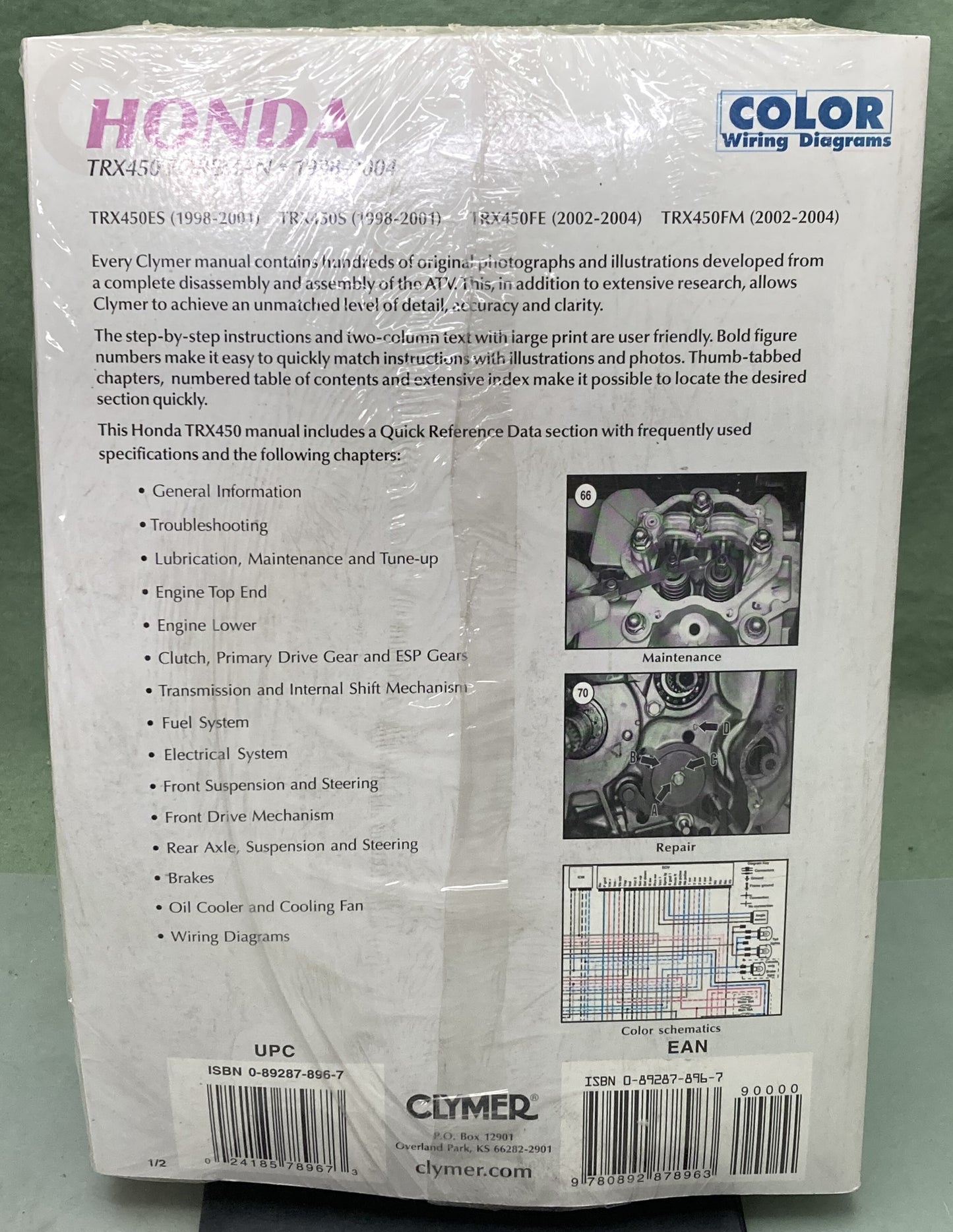 New Genuine Clymer M205 Honda TRX450 Foreman Service Manual '98-'04