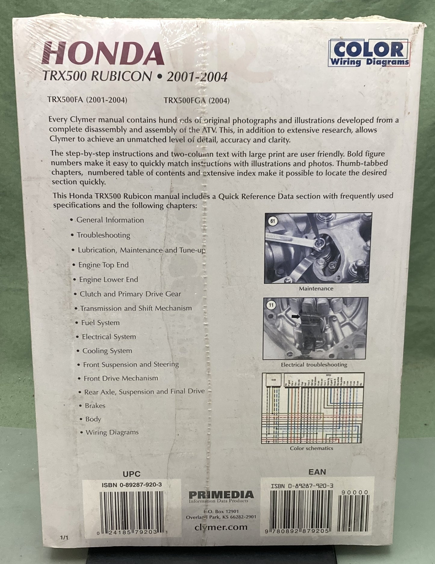 New Genuine Clymer M210 Honda TRX500 Rubicon Service Manual '01-'04