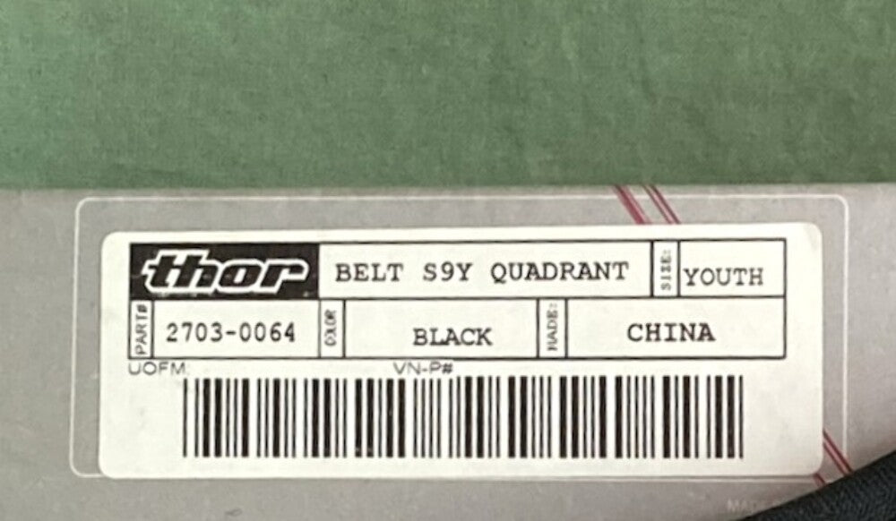 New Genuine Thor 2703-0064 Youth Quadrant Belt S9Y Black