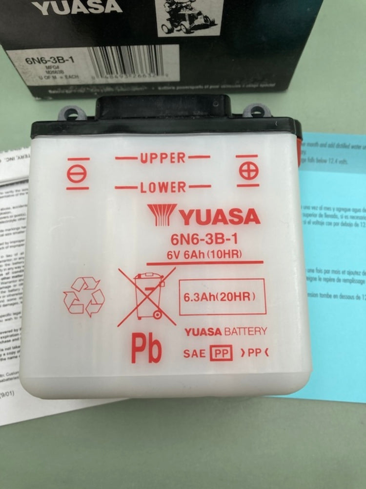 Yuasa 6N6-3B-1 Powersports Battery 6V Dry 3 7⁄8"x2 1⁄4"x4 3⁄8" New Genuine