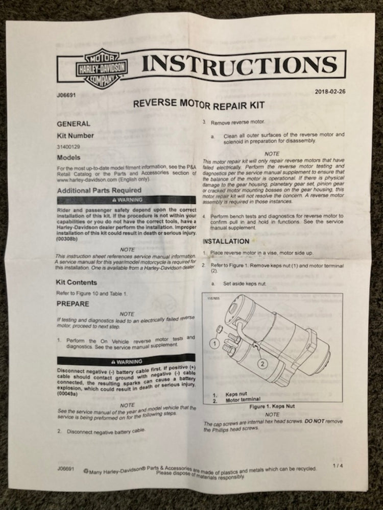 Harley Davidson 31400129 HD Service Kit New Genuine