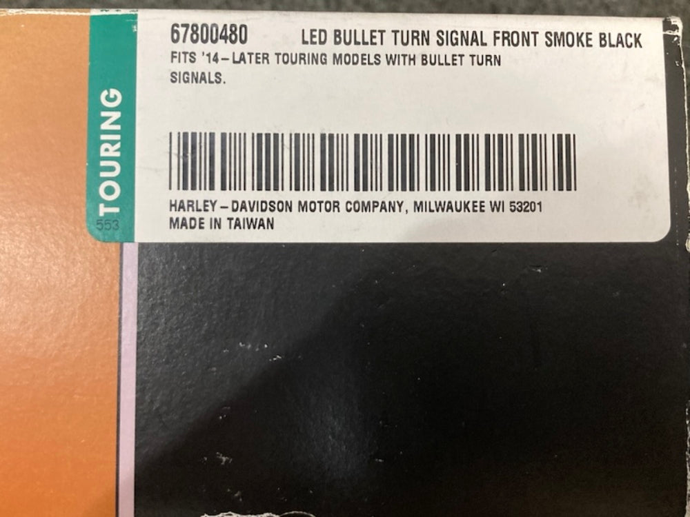 Harley Davidson 67800480 LED Bullet Turn Signal Front SMOKE BLACK New Genuine