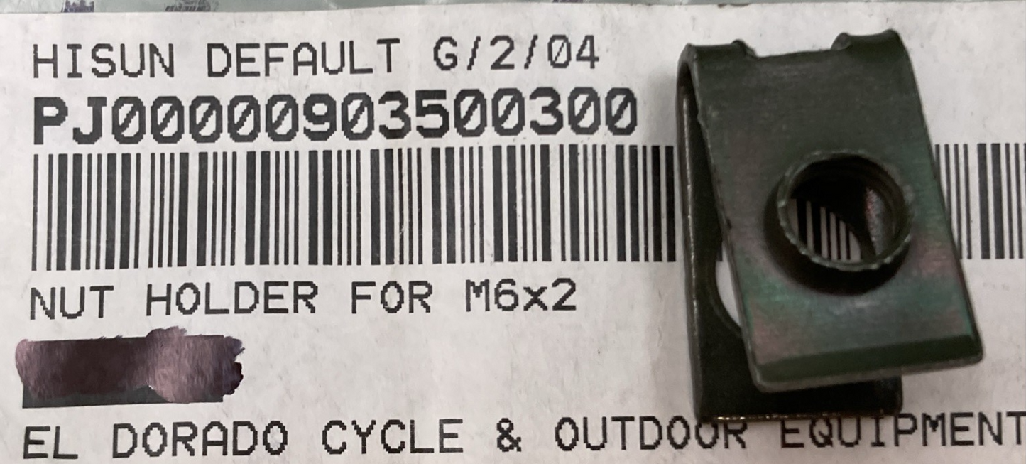 NEW REPLACES HISUN PJ00000903500300 NUT HOLDER FOR M6X2