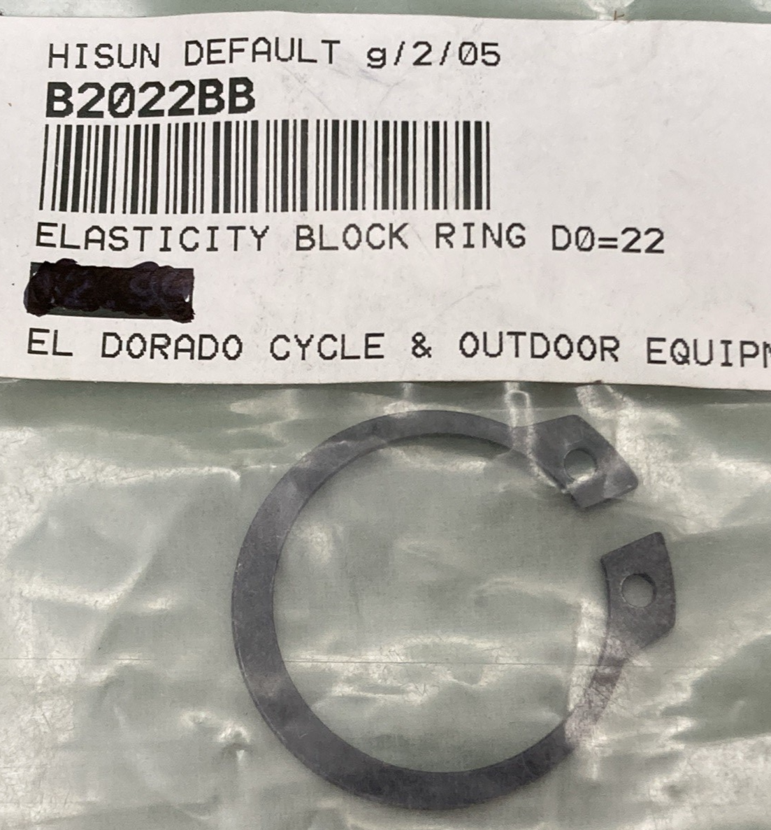 NEW REPLACES HISUN B2022BB ELASTICITY BLOCK RING DO=22