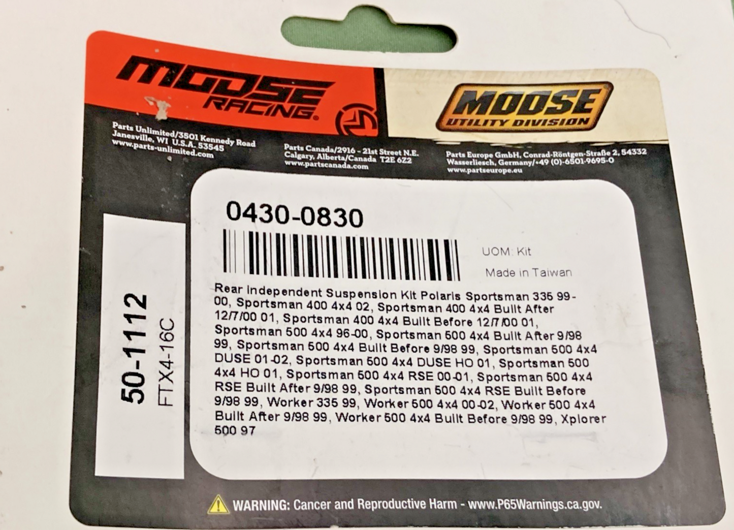 NEW GENUINE IRC TIRE 0430-0830 Rear Suspension Kit