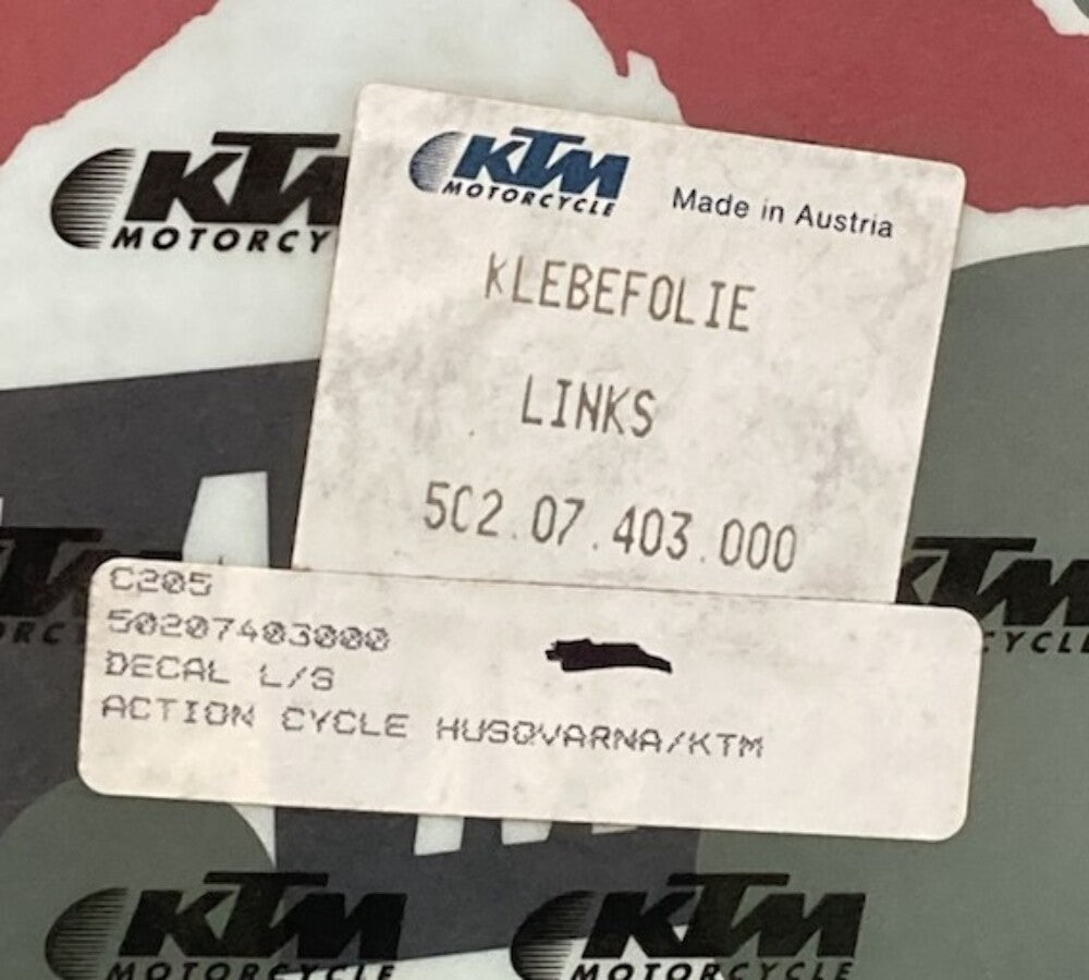 KTM 50207403000 LH Shroud Decal New Genuine