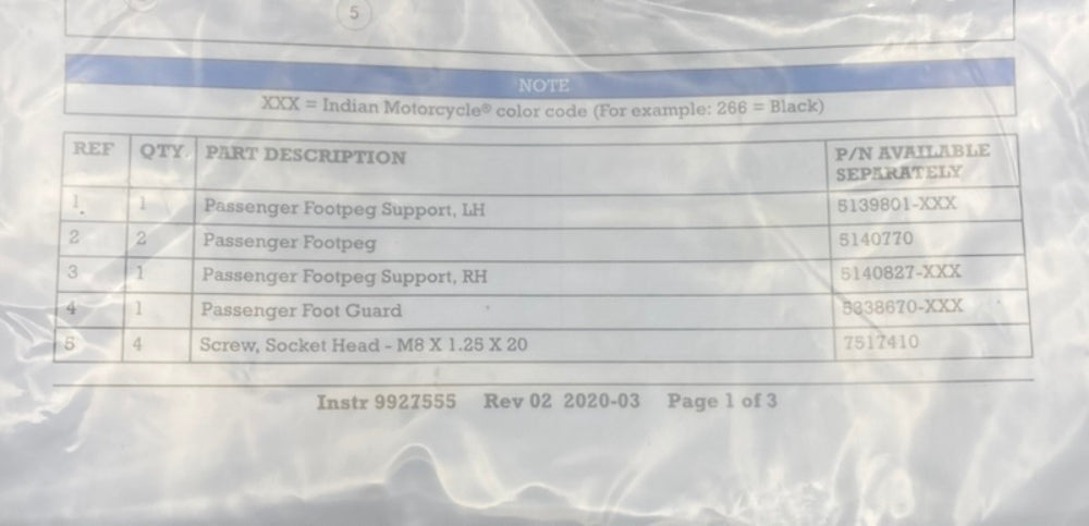 Polaris 2882251-626 Indian K-Peg, Pass, N2, Black New Genuine