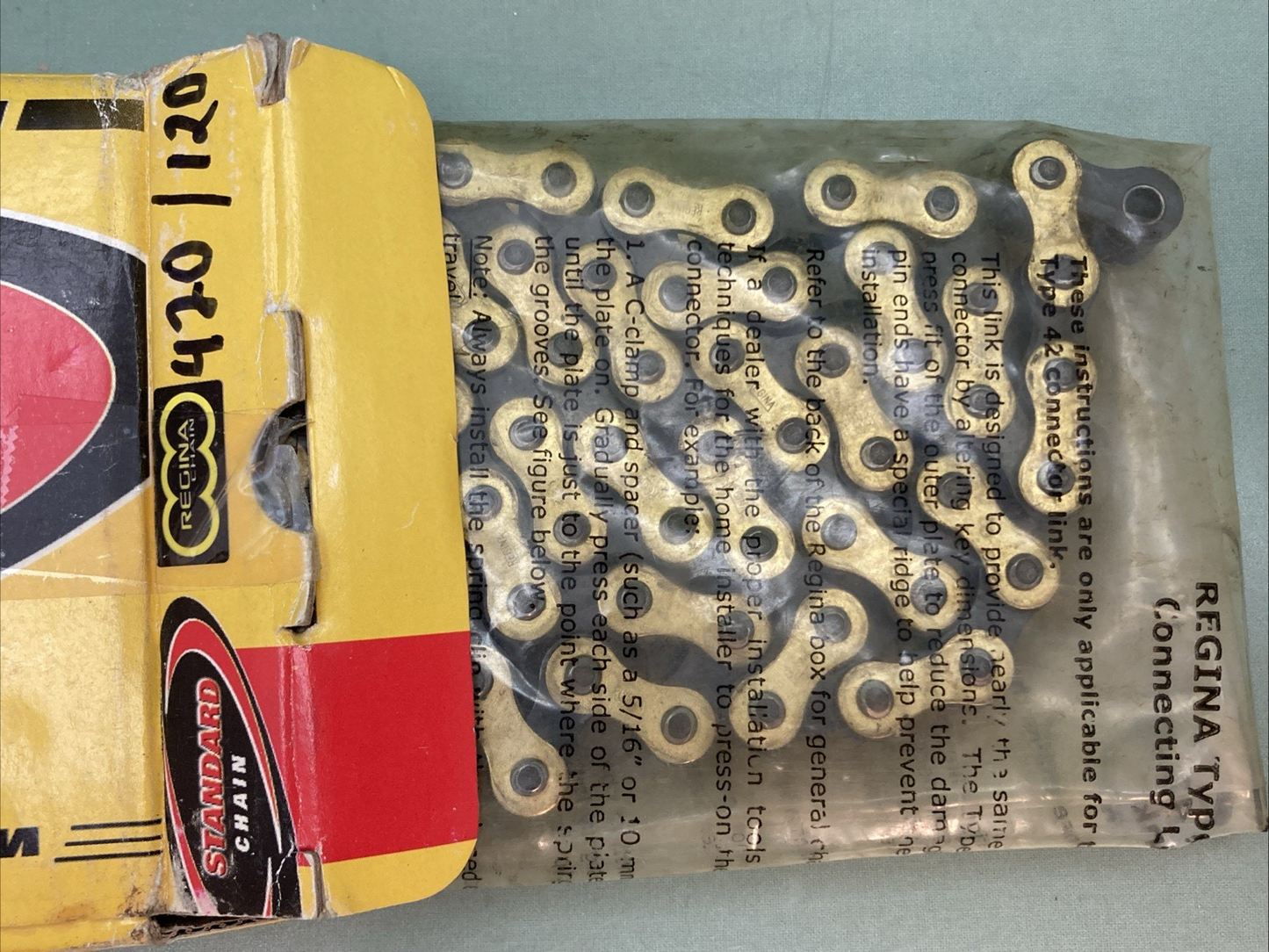 NEW GENUINE REGINA CHAIN 420ORO/120 STANDARD MOTORCYCLE DRIVE CHAIN 420X120L