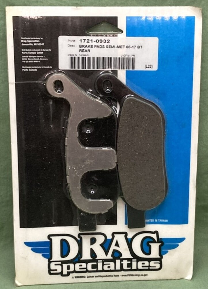 Drag Specialties 1721-0932 Rear Semi Metallic Brake Pad Set New Genuine