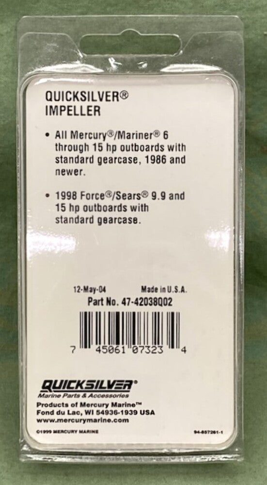 Mercury Quicksilver 47-42038Q02 Impeller New Genuine