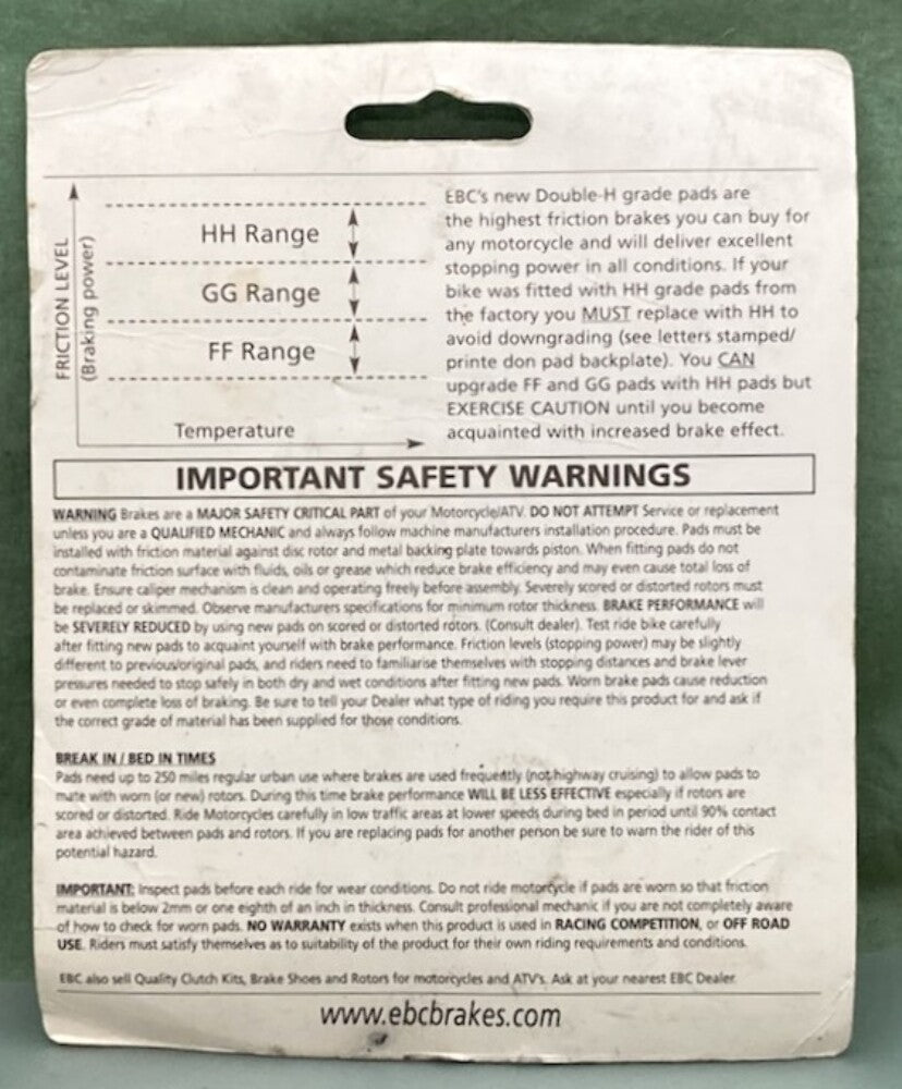 EBC FA192HH Double-H Brake Pad Set New Genuine