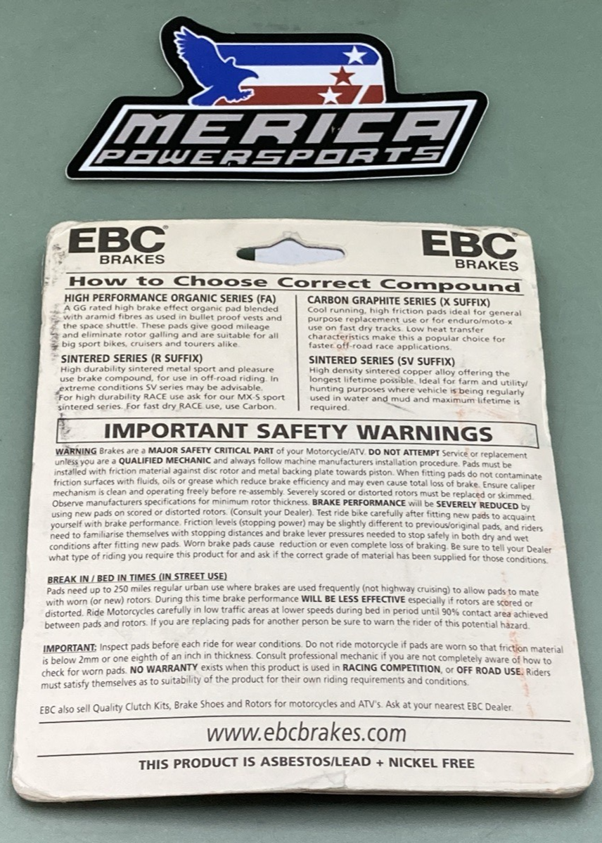 NEW GENUINE EBC FA32 High Performance Organic Brake Pads
