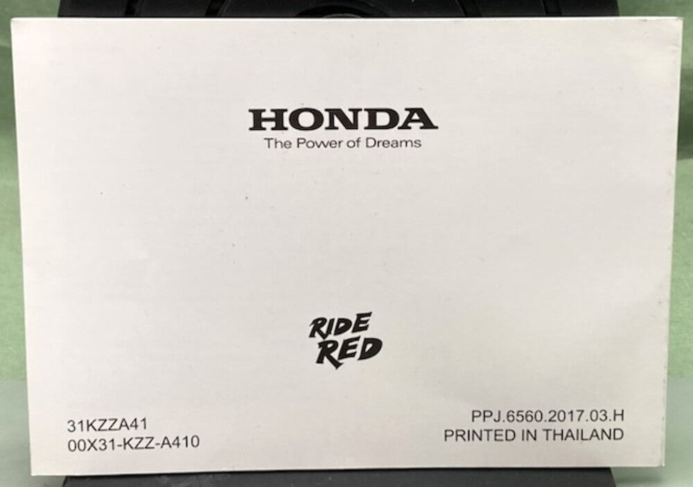 Honda 31KZZA41 CRF250L Owner's Manual 2017 Genuine