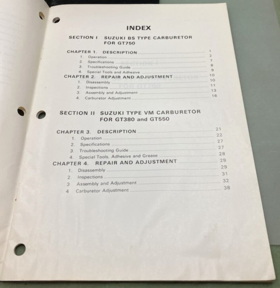 Suzuki 99522-01030-01E GT 380/550/750 Carburetor Service Manual 1974 Genuine