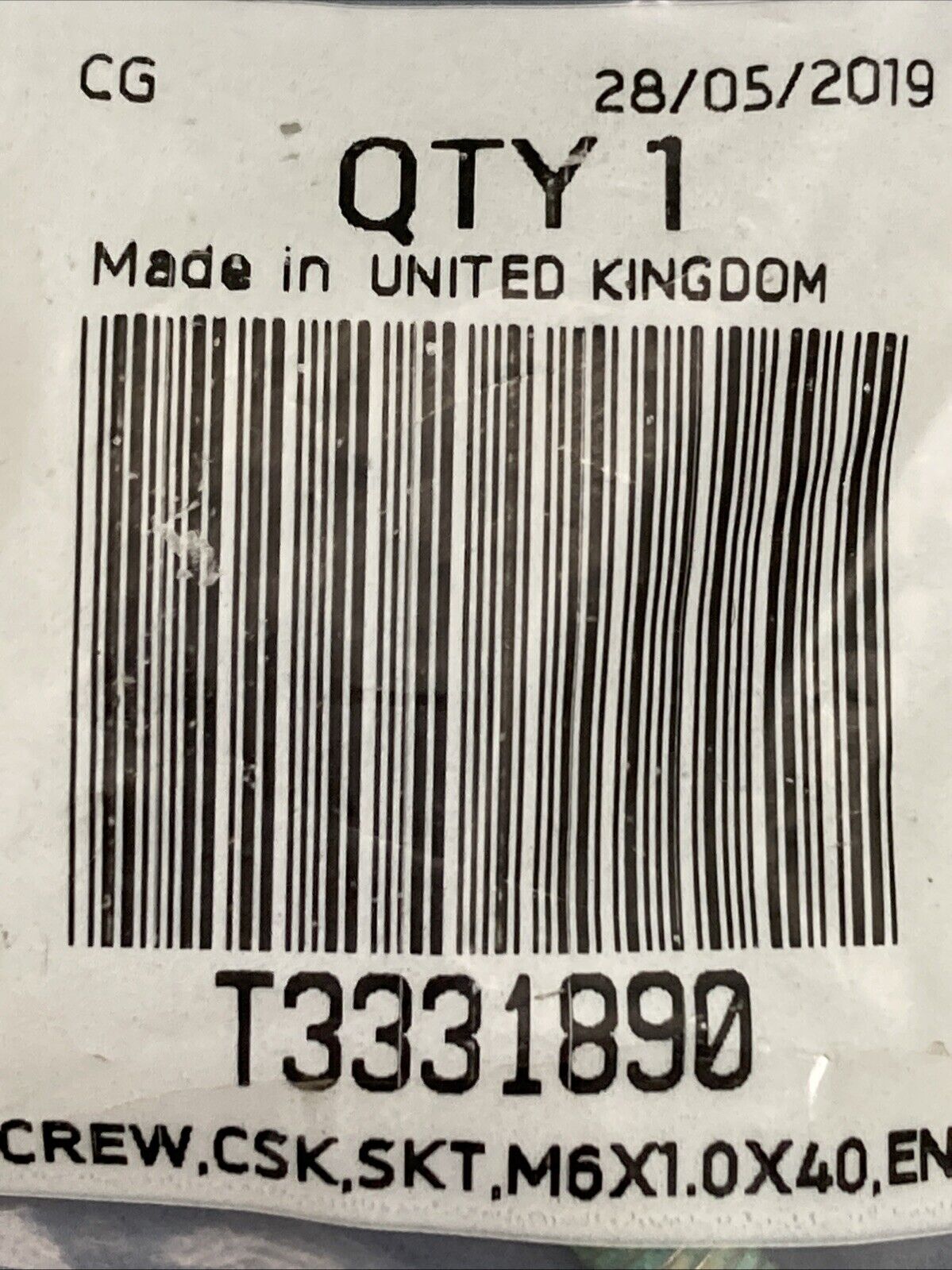 NEW GENUINE TRIUMPH T3331890 Screw, Csk, Skt, M6 X 40, Enc