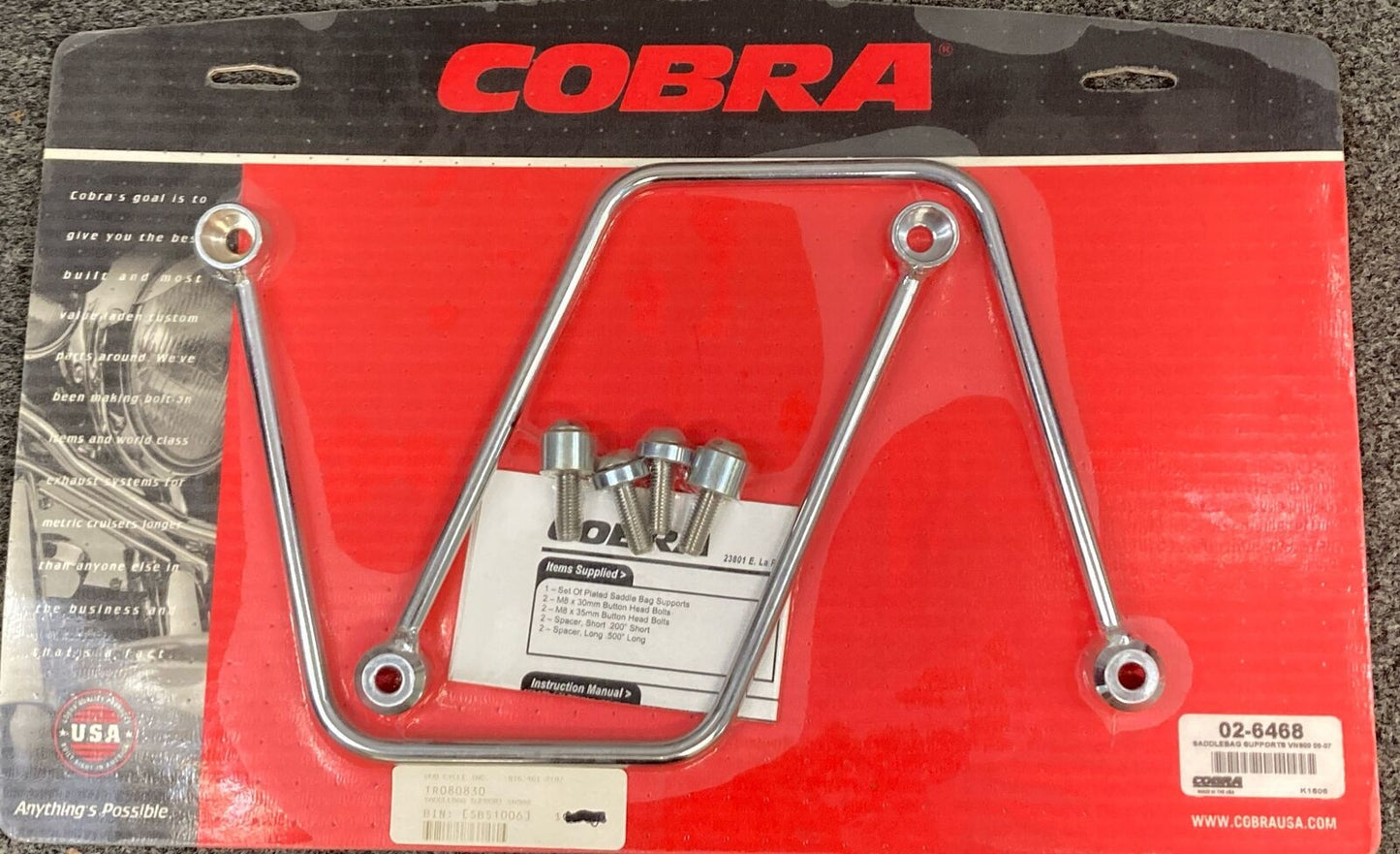NEW GENUINE COBRA 02-6468 SADDLEBAG SUPPORT FOR VN900