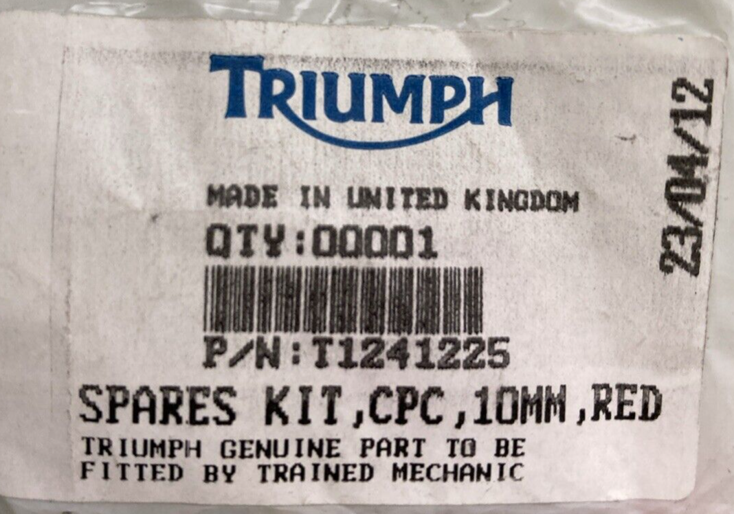 NEW GENUINE TRIUMPH T1241225 Spares Kit, Cpc, 10MM, Red