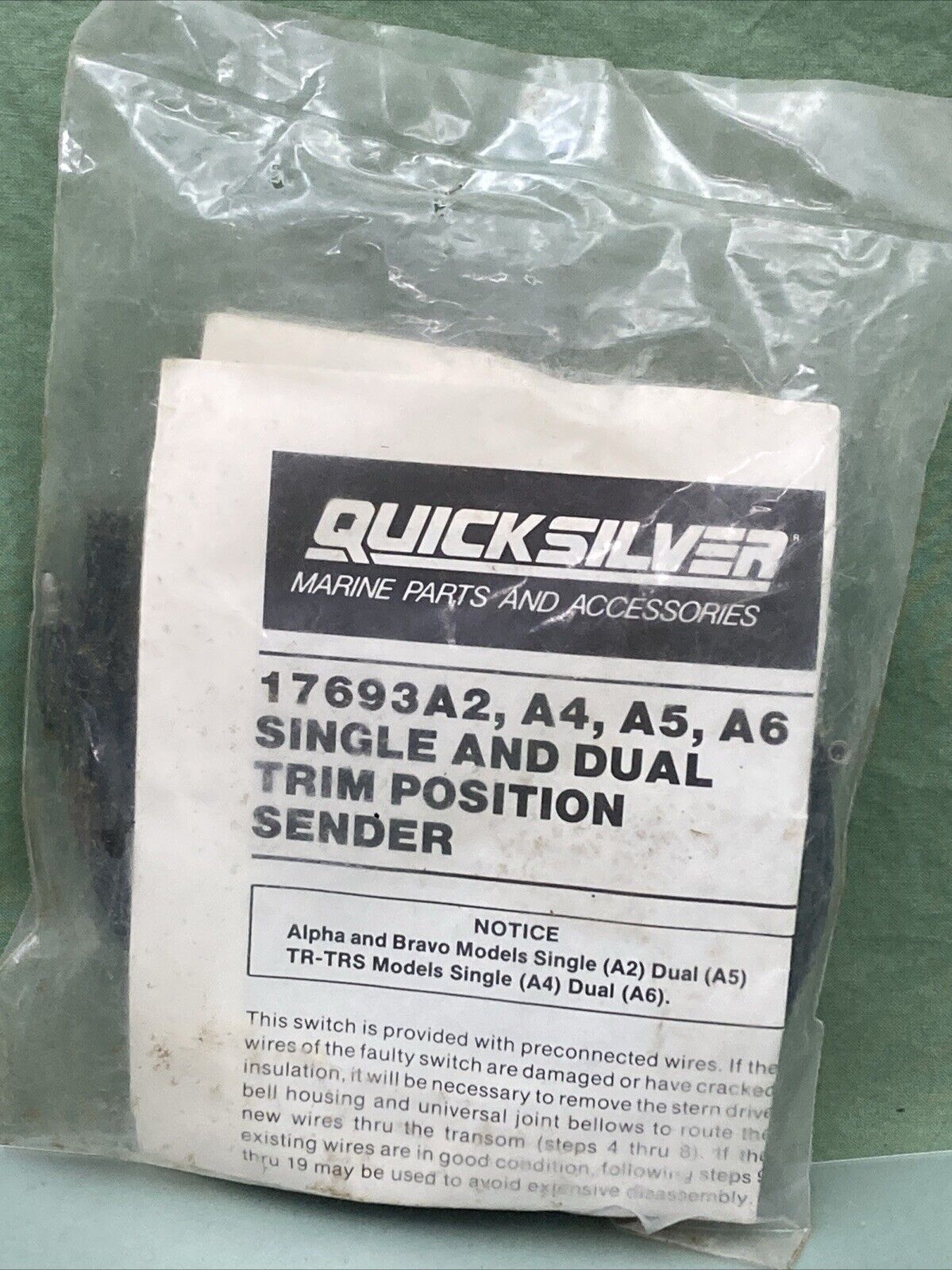 NEW GENUINE MERCURY QUICKSILVER 17693A2 TRIM SENDER KIT