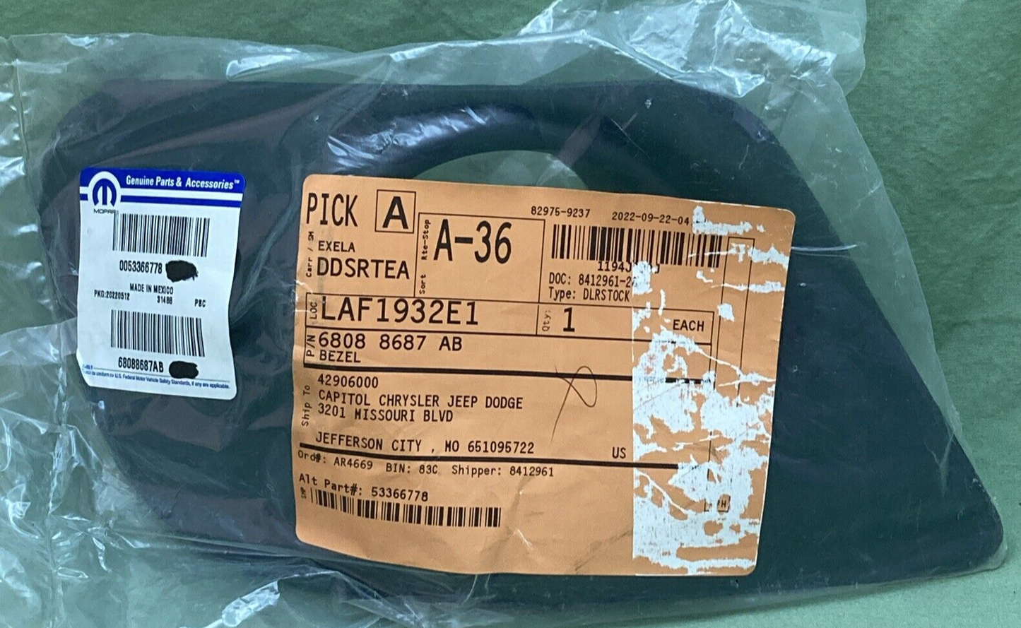 NEW GENUINE MOPAR 68088687AB Fog Lamp Bezel, Left 2011-2019 Dodge Journey
