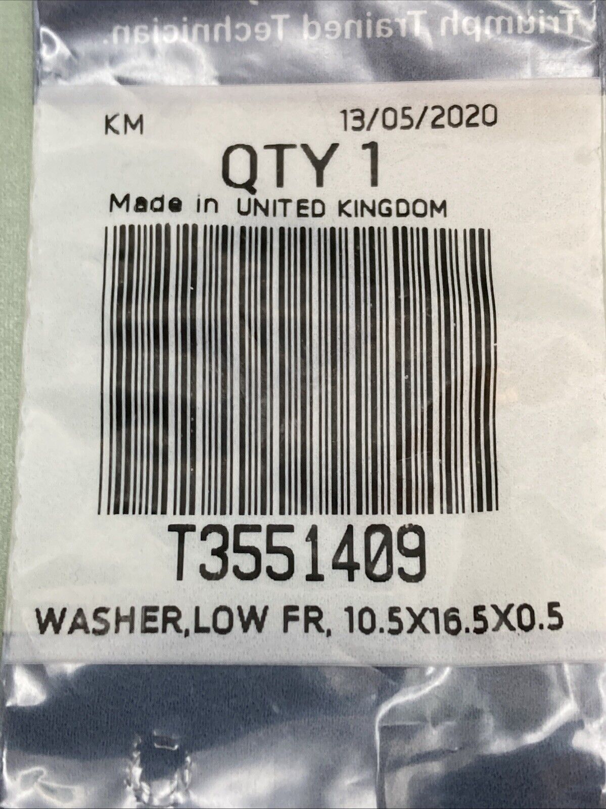 NEW GENUINE TRIUMPH T3551409 Washer, 10.5 X 16.5 X 0.5 Daytona 660cc