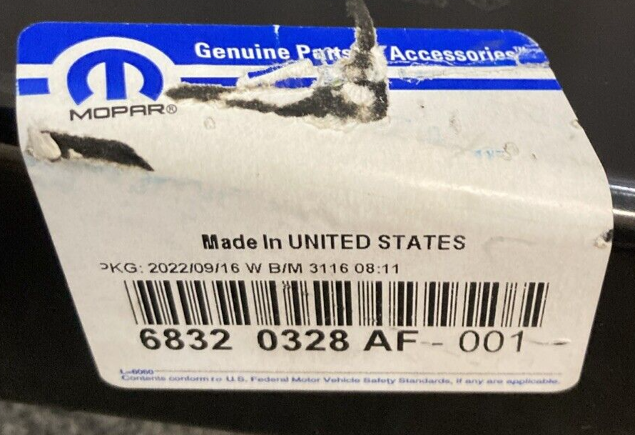 NEW GENUINE MOPAR 68320328AF Lower Load Beam, Right