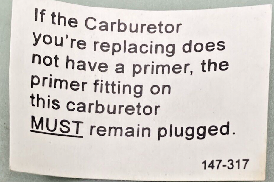 NEW GENUINE WALBRO WT-539-1 CARBURET