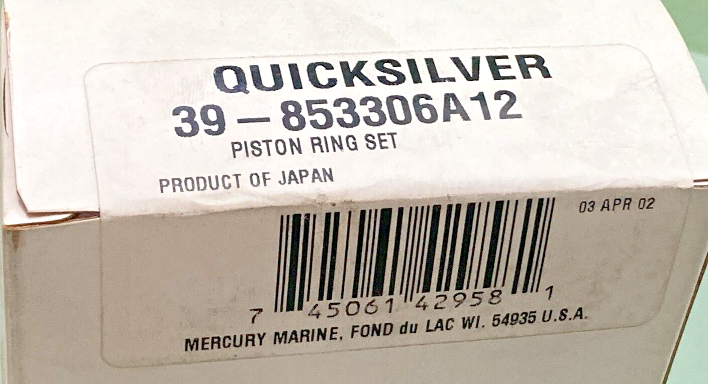 QTY 3 NEW GENUINE MERCURY QUICKSILVER 39-853306A12 PISTON RING SET