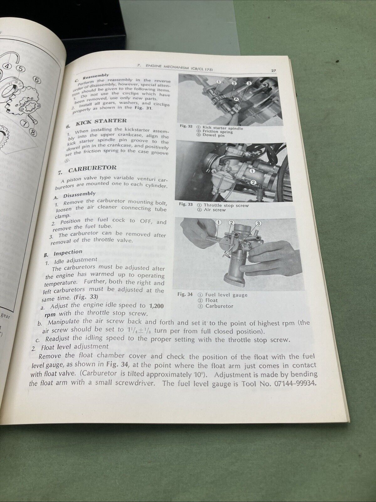 GENUINE HONDA 623041 CB/CL125/175 SHOP MANUAL SUPPLEMENT 1971