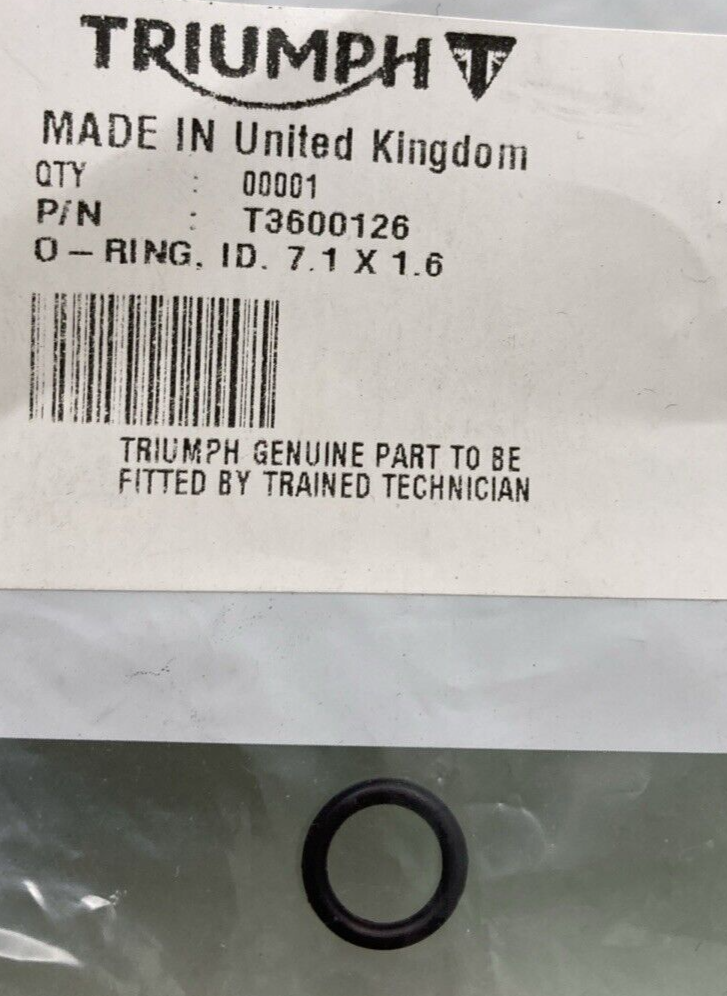 NEW GENUINE TRIUMPH T3600126 O-RING, Id. 7.1 X 1.6