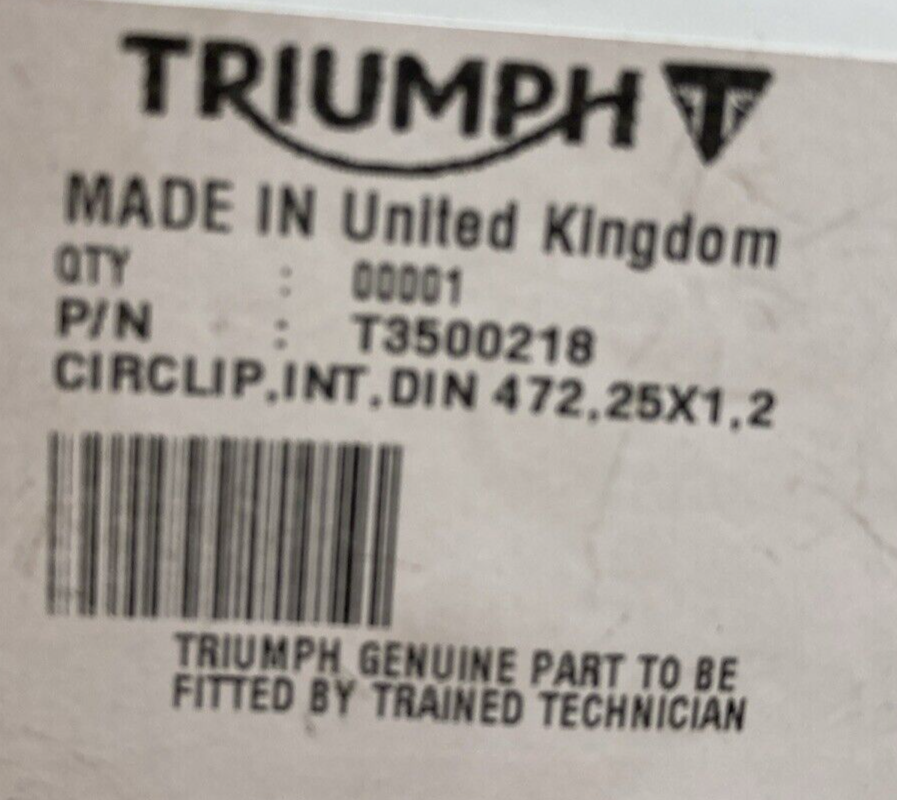 NEW GENUINE TRIUMPH T3500218 Circlip, Int, Din 472, 25 X 1.2