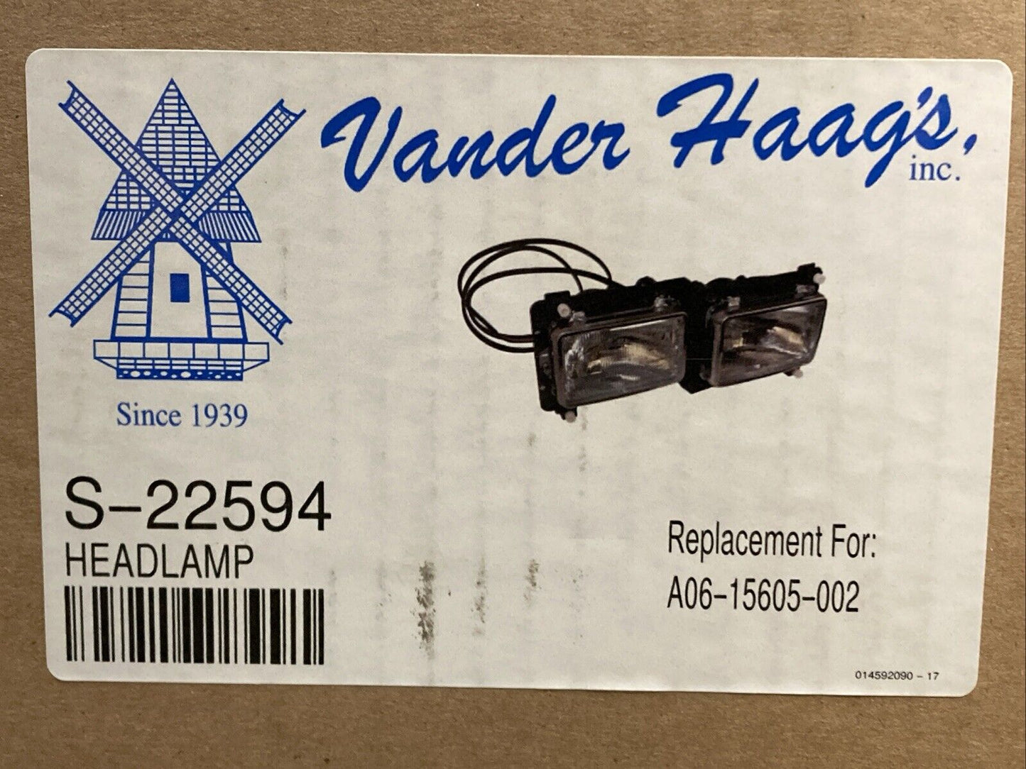 NEW GENUINE VANDER HAAG'S S-22594 LH Driver Headlamp DUAL SEAL for FREIGHTLINER