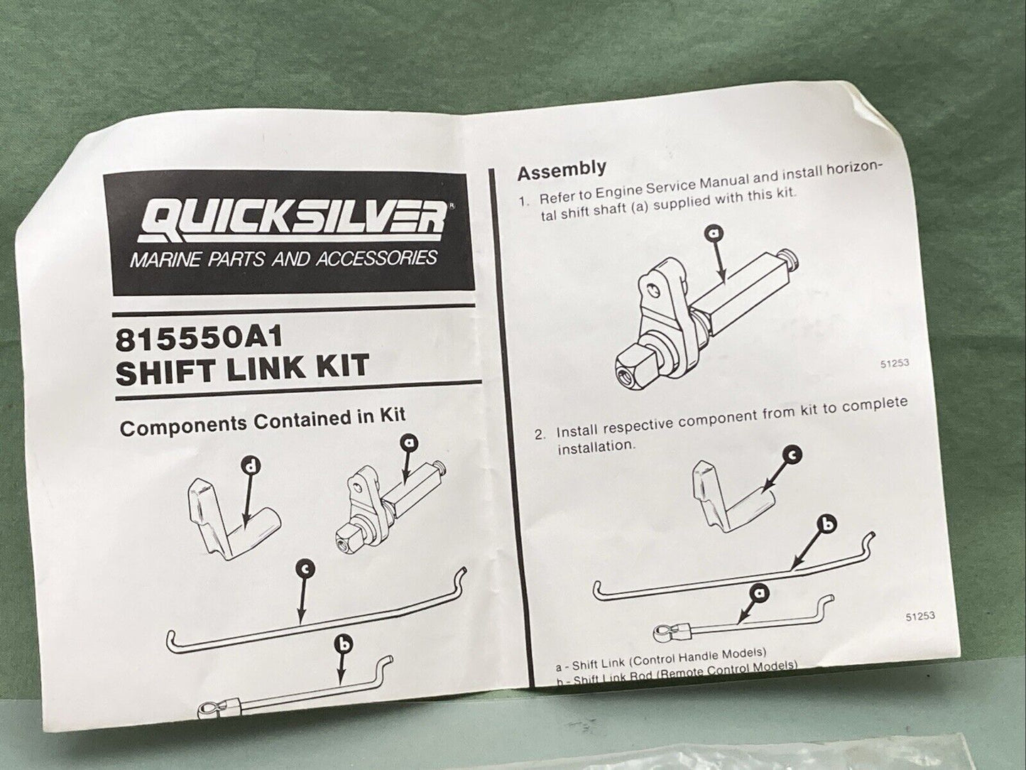 NEW GENUINE MERCURY QUICKSILVER 815550A 1 SHIFT LINK KIT