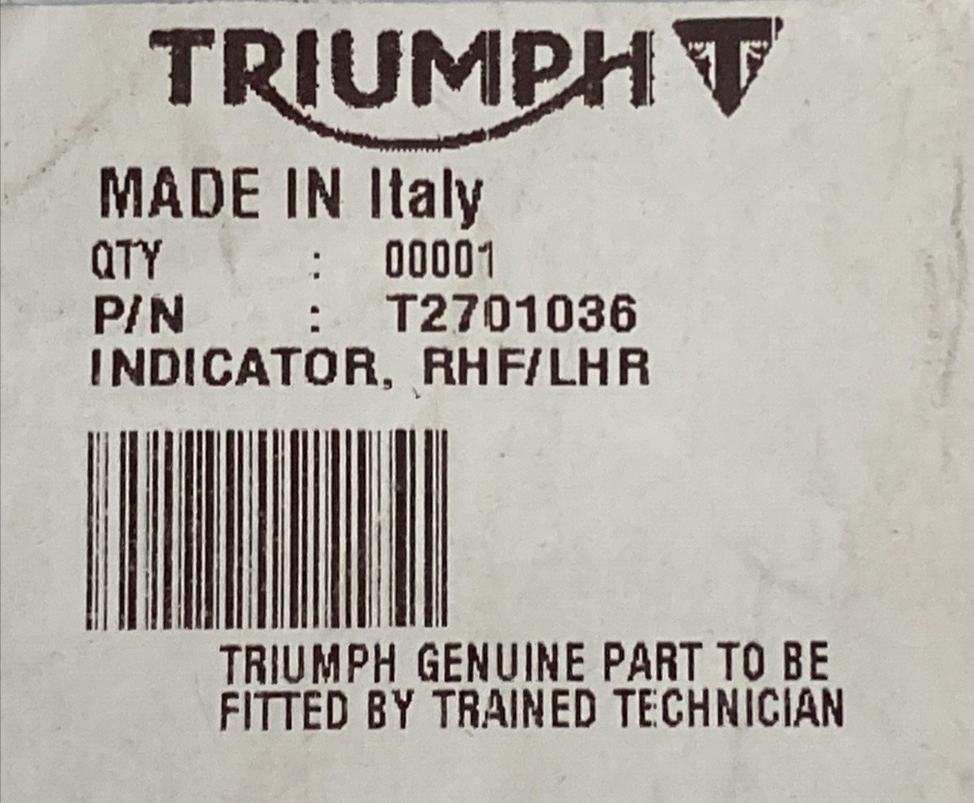 NEW GENUINE TRIUMPH T270103 Indicator, Front Right Hand or Rear Left Hand