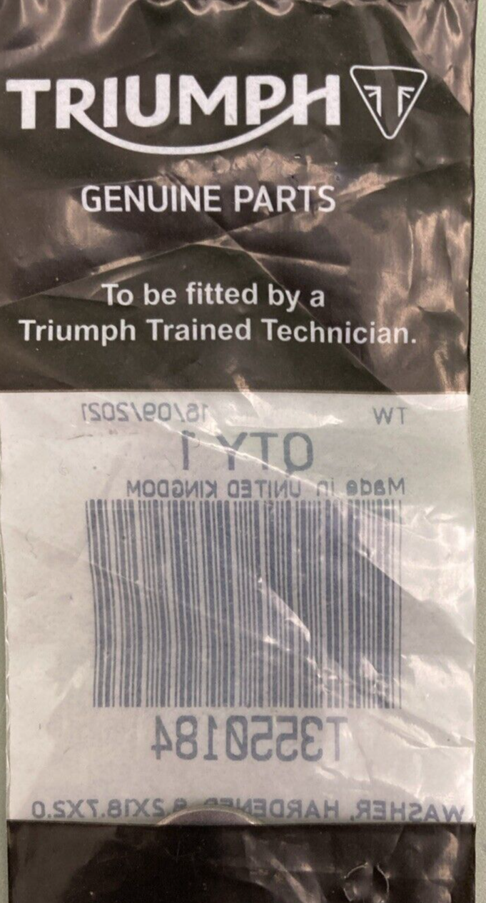 NEW GENUINE TRIUMPH T3550184 Washer, Hardened, 8.2X18.7X2.0