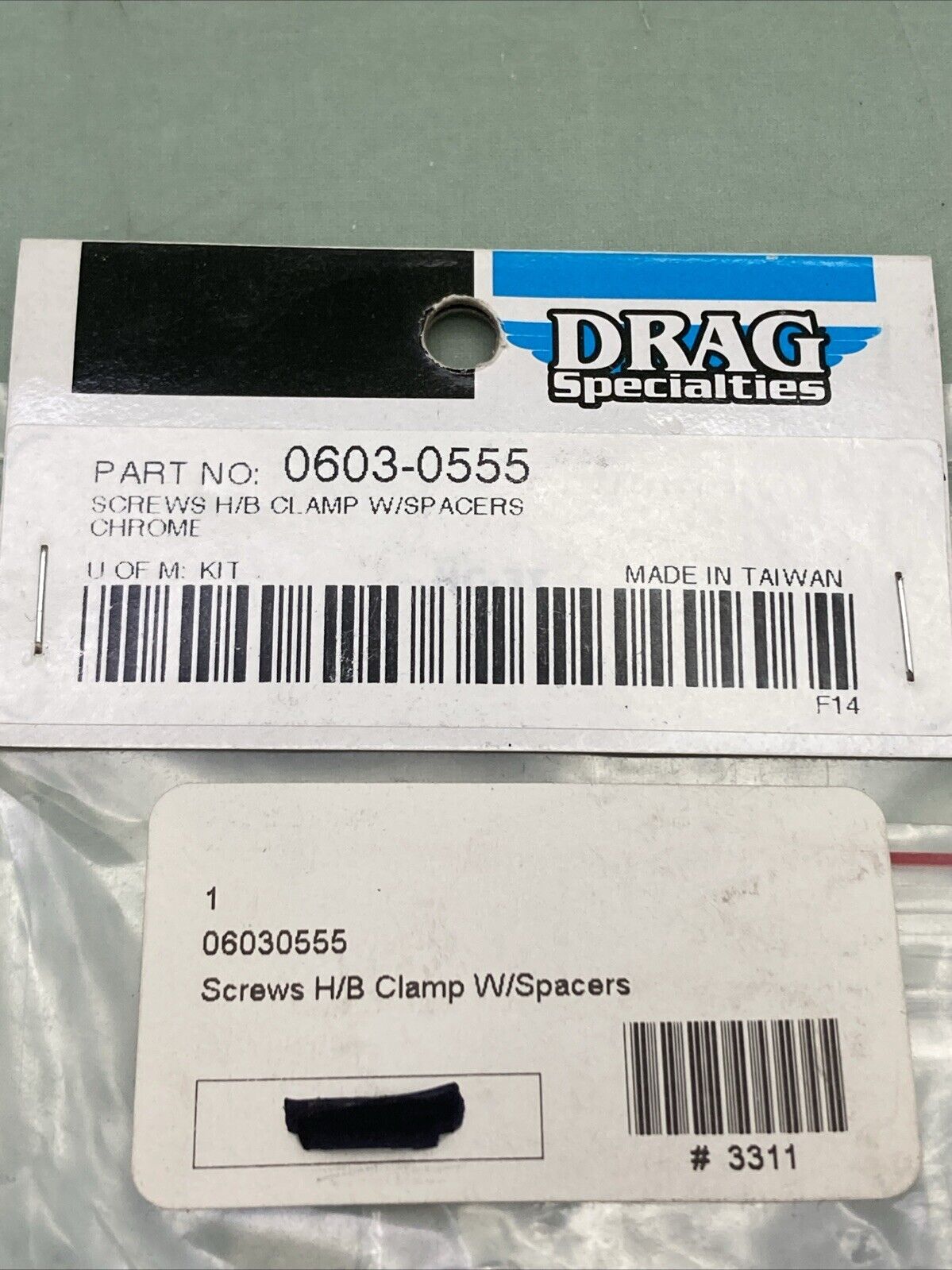 NEW DRAG SPECIALTIES 0603-0555 SCREWS H/B CLAMP WITH SPACERS, CHROME