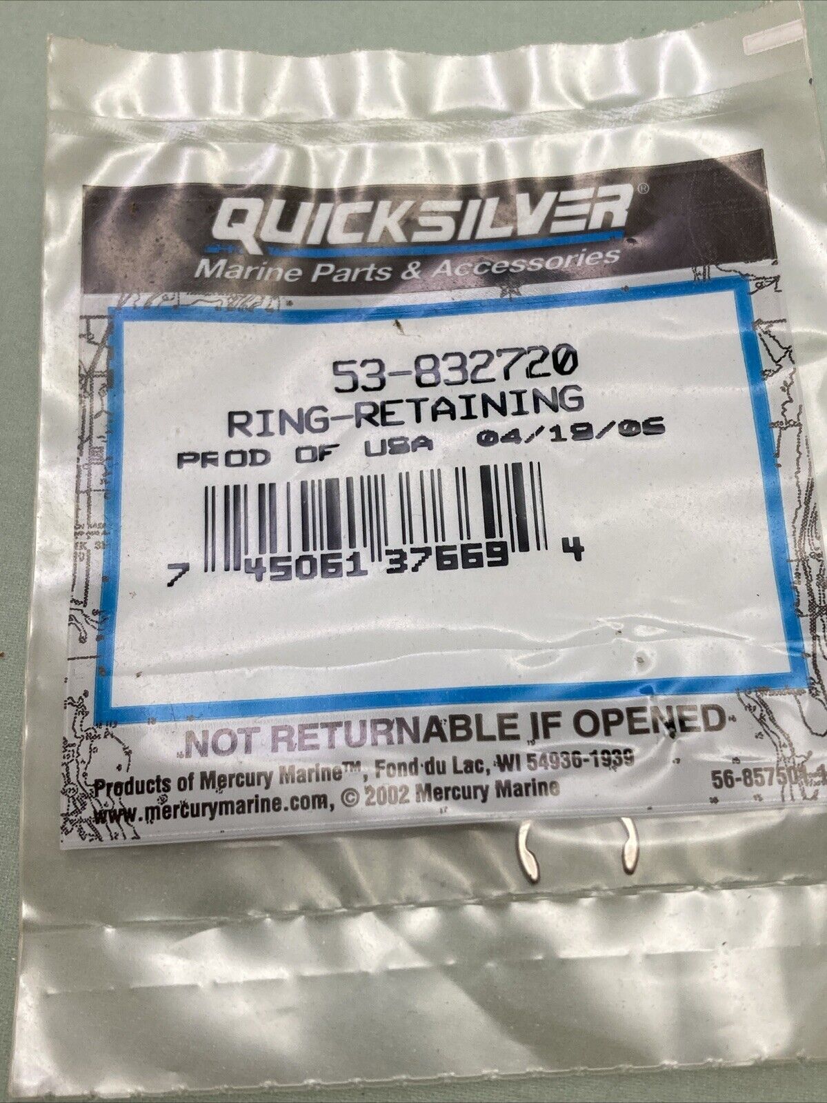 QTY 5 NEW GENUINE MERCURY QUICKSILVER 53-832720 RETAINING RING
