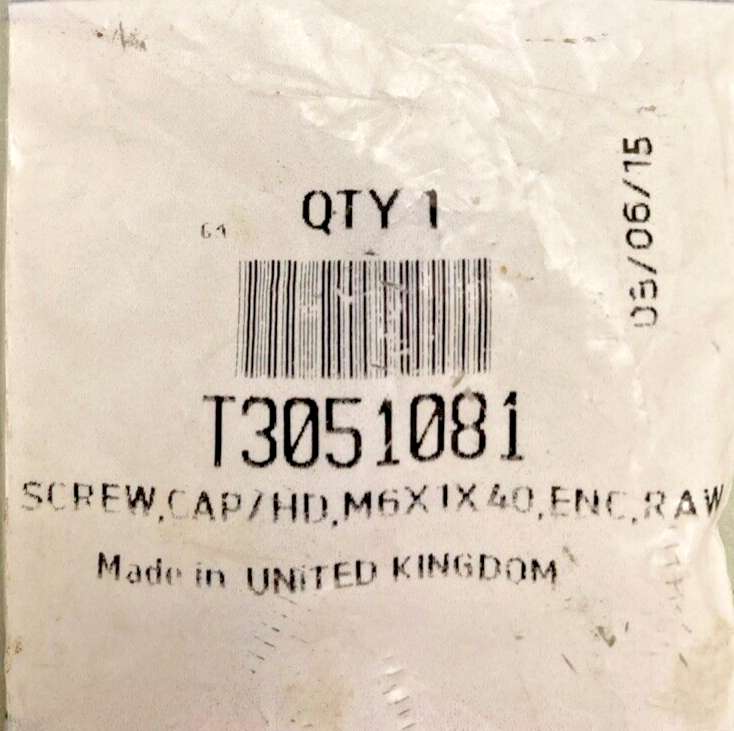NEW GENUINE TRIUMPH T3051081 Screw, Cap/hd, M6X1X40, Enc, Raw