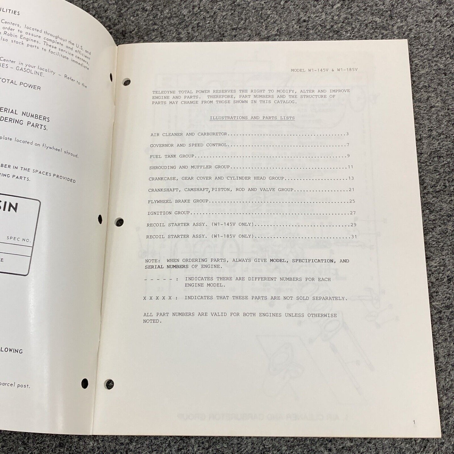 WISCONSIN TELEDYNE TOTAL POWER TTP-30005 ILLISTRATED PARTS CATALOG