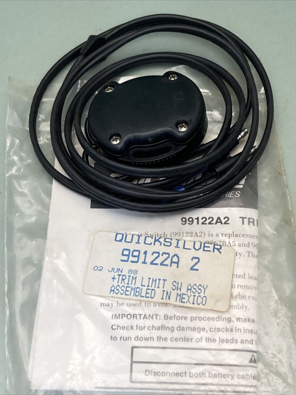 NEW GENUINE MERCURY QUICKSILVER 99122A 2 TRIM LIMIT SWITCH ASSEMBLY