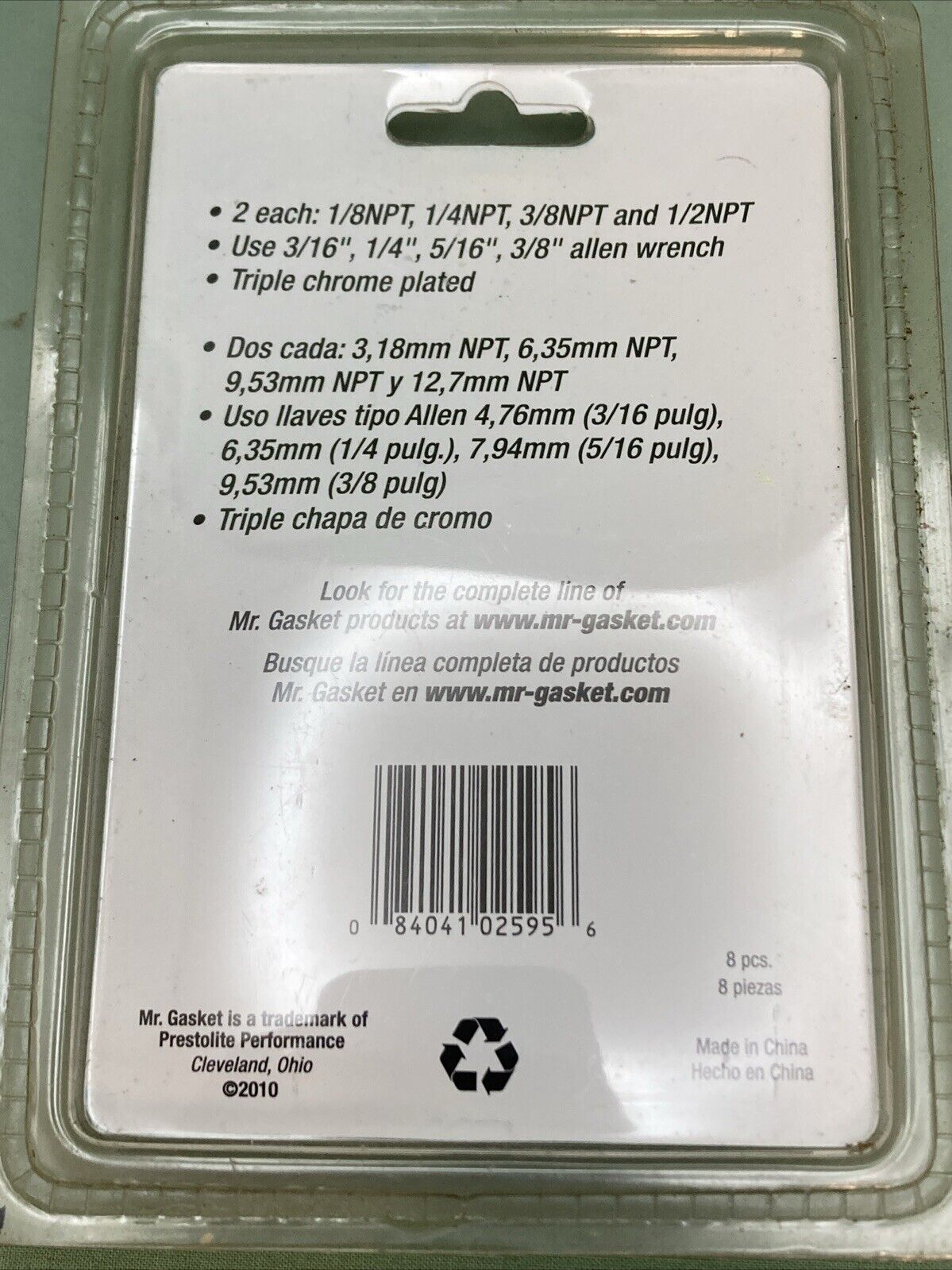 NEW GENUINE MR. GASKET CO. 6352G CHROME PIPE PLUG SET