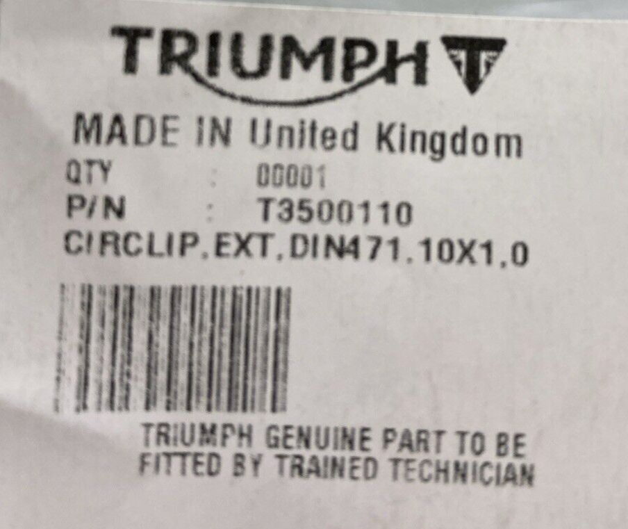 NEW GENUINE TRIUMPH T3500110 Ext, DIN471, 10 X 1.0