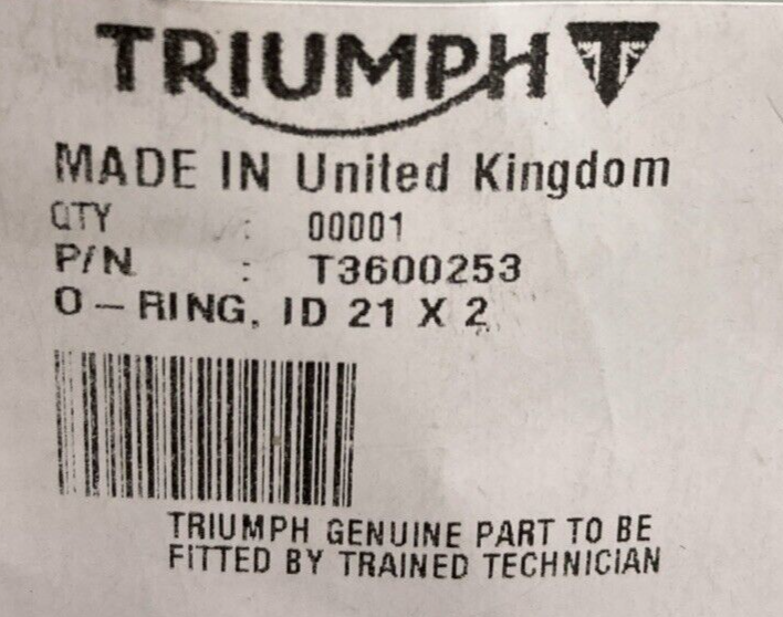 NEW GENUINE TRIUMPH T3600253 O Ring